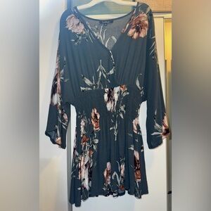 Lulus In My Bloom Washed Teal Floral Print Skort Dress size small